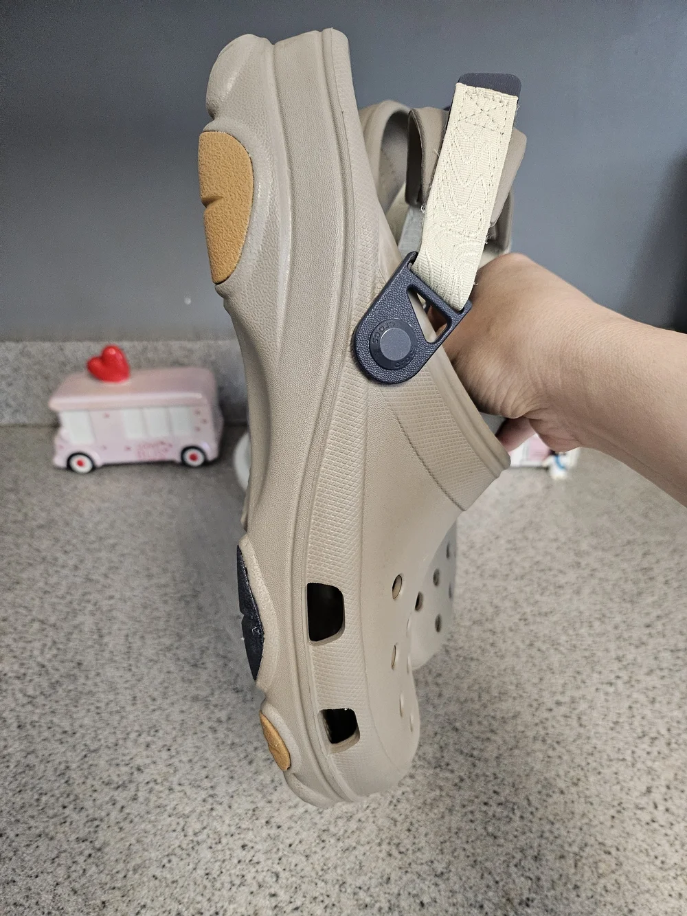 Beige Comfort Clogs with Adjustable Strap